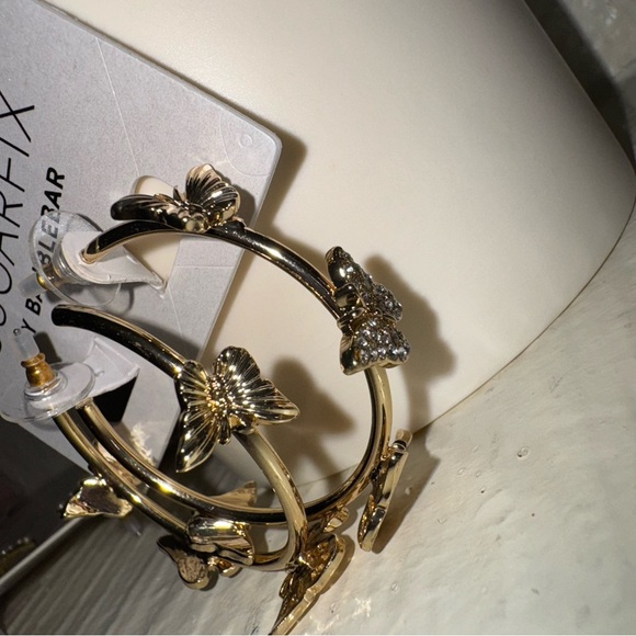 Set of 2 Butterfly Earrings Sugarfix by Baublebar Hoops & Studded Nickle Free - Picture 4 of 8